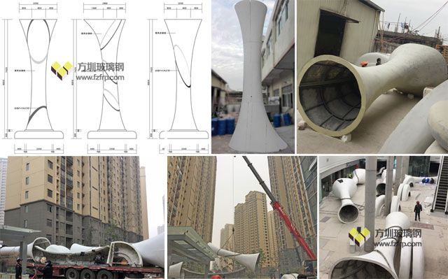 南昌新建中心大型玻璃鋼裝飾立柱坐凳組合